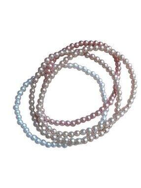 Vintage Pastel Pearl Stretch Bracelets (Set of 4)